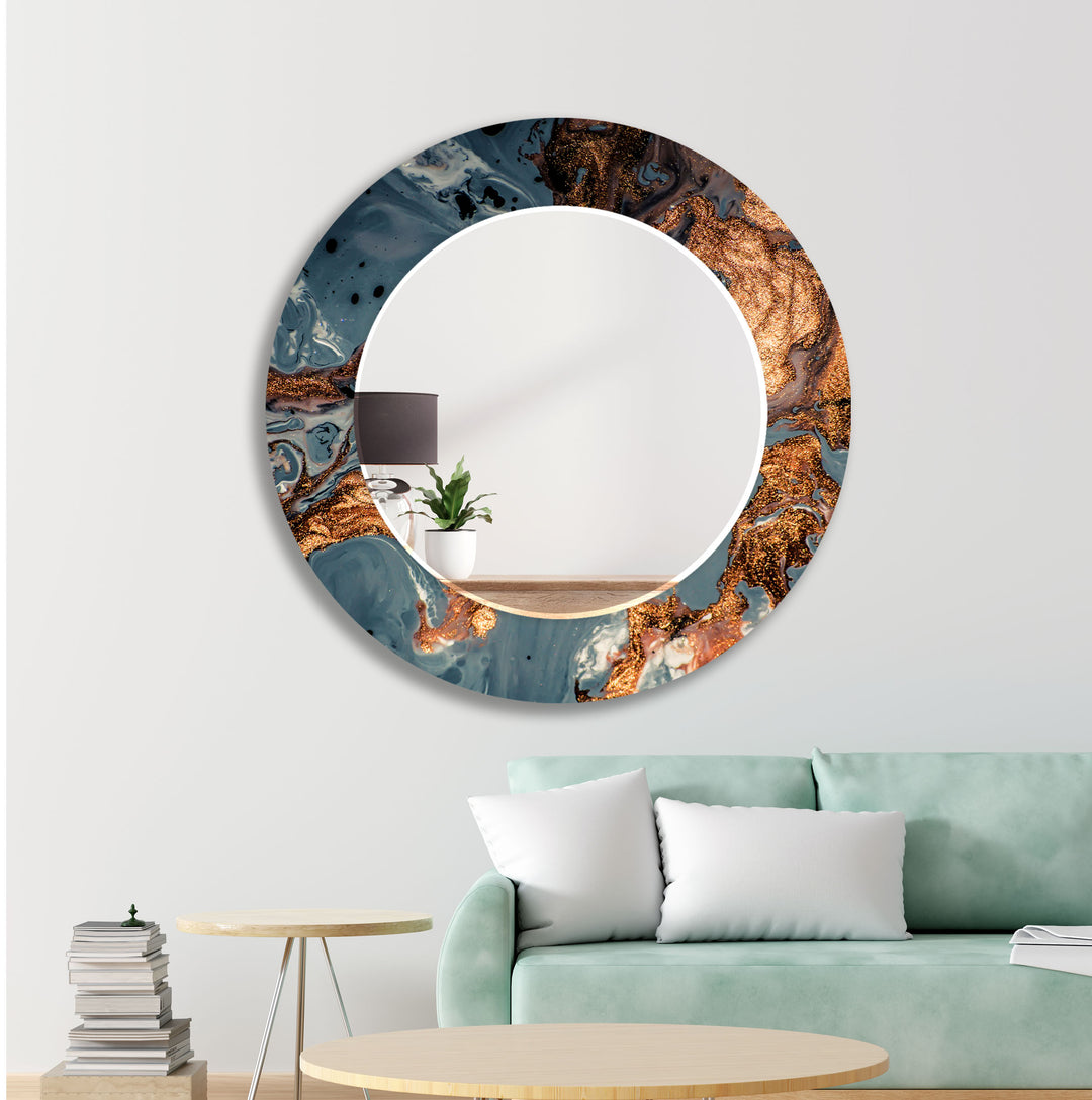 Copper Abstract Marble Wall Mirror Green Wall Mirror
