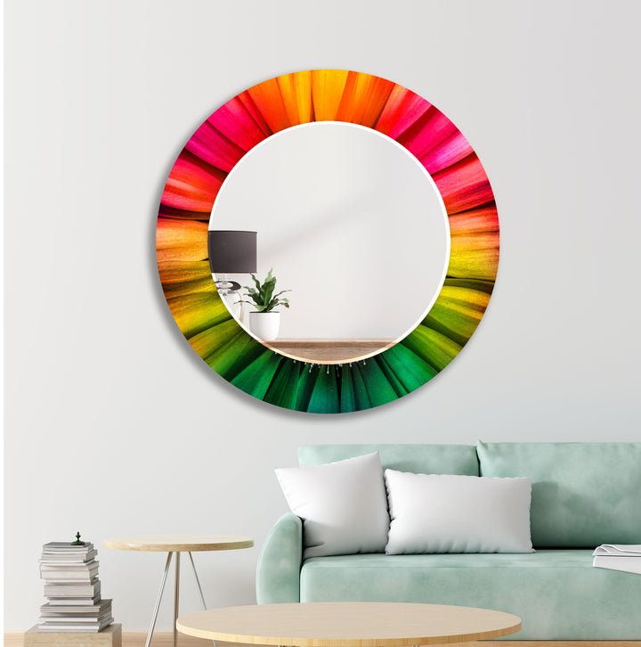 Colorful Daisy Leaves Wall Mirror Abstract Wall Mirror
