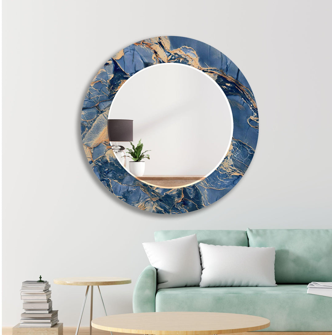 Blue & Brown Abstract Wall Mirror gold wall mirror
