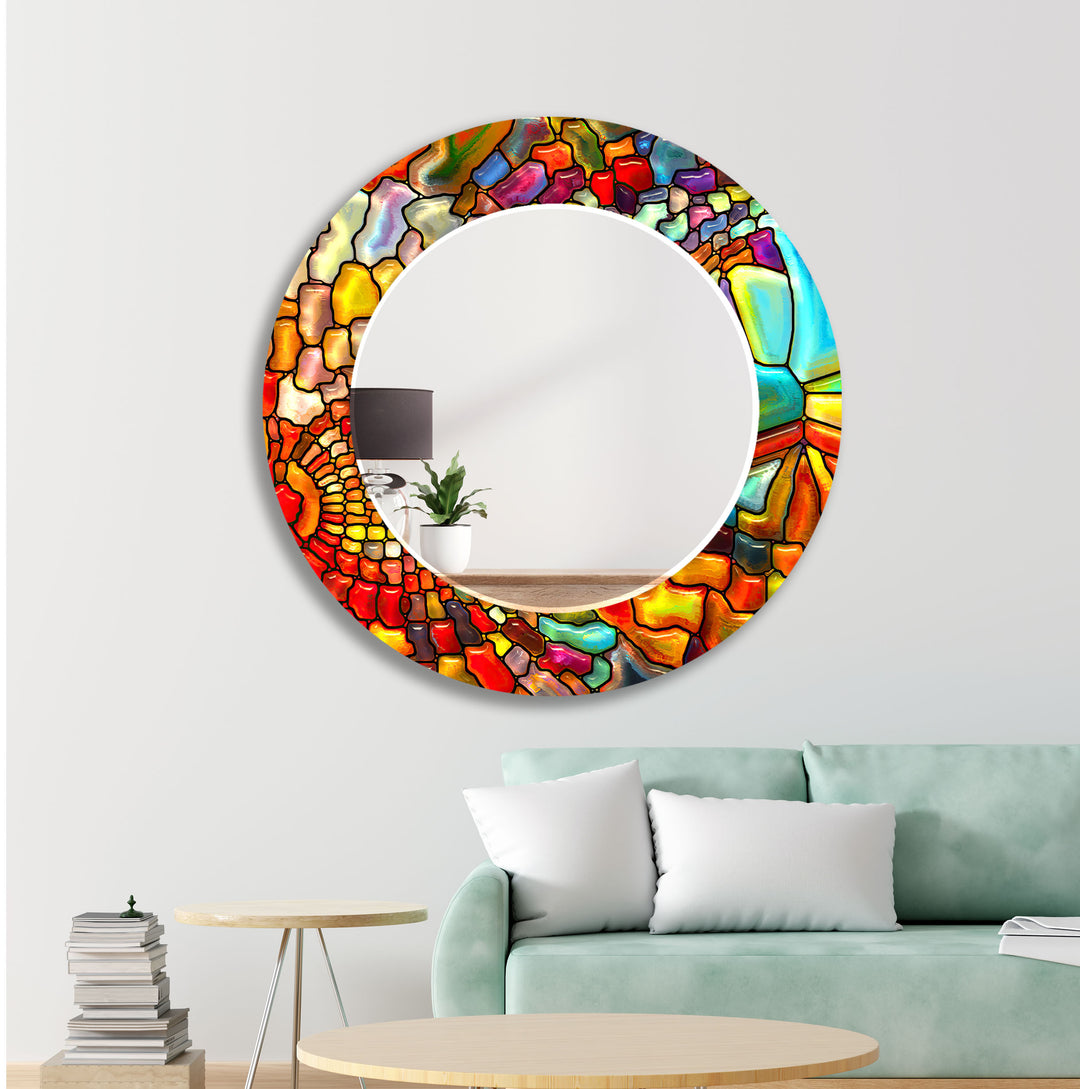 Stained Orange Wall Mirror Decorative Mirror
