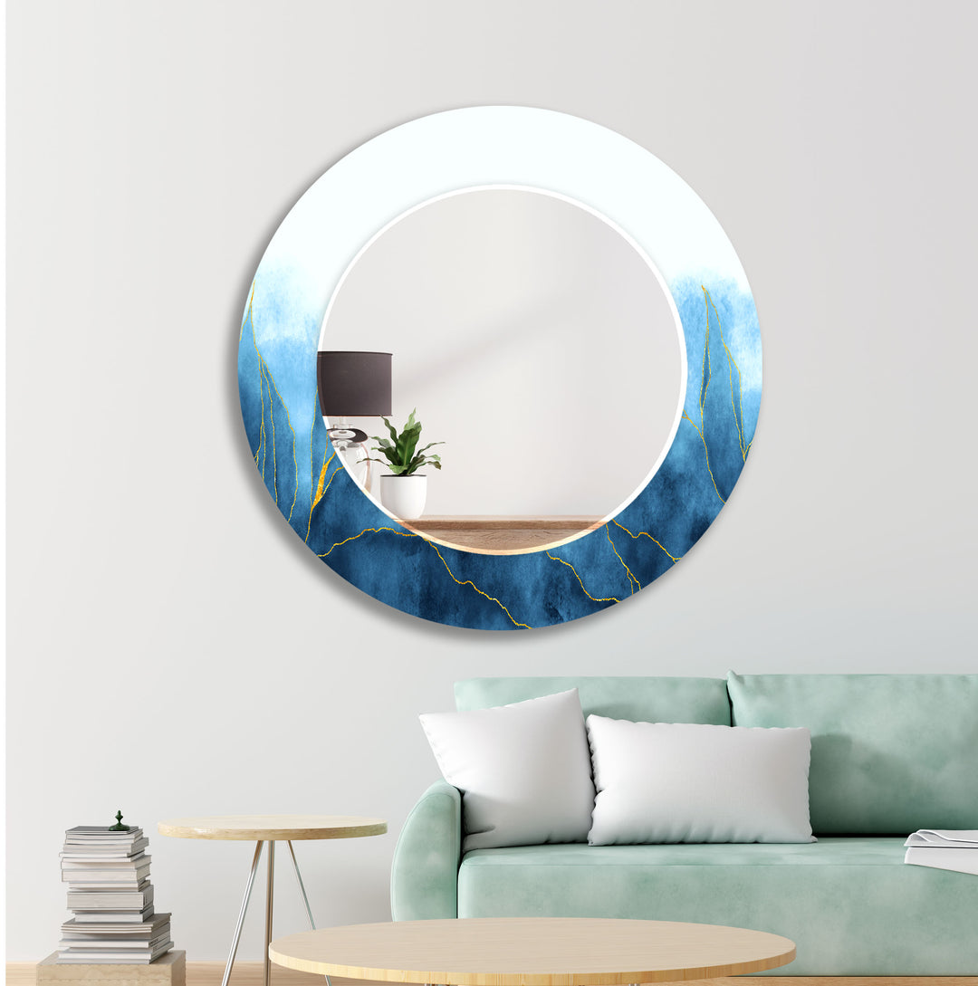 Golden Striped Leaves Wall Mirror Modern Wall Mirror
