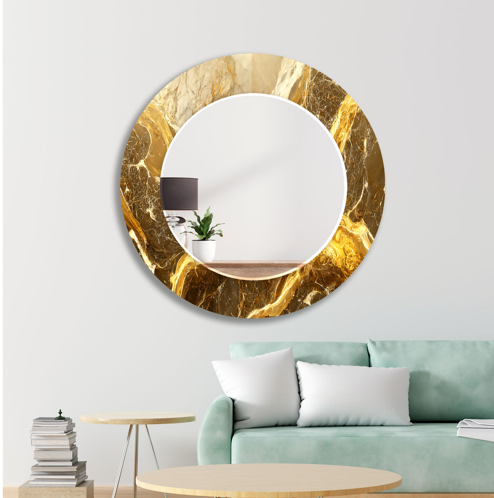 Brown Yellow Abstract Wall Mirrors white mirror
