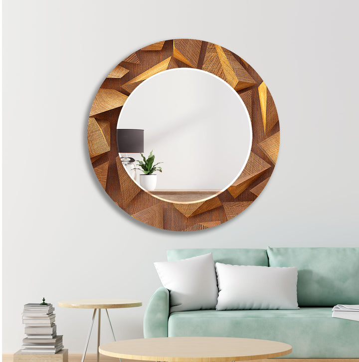 Wood 3D Brown Wall Mirror mirror black
