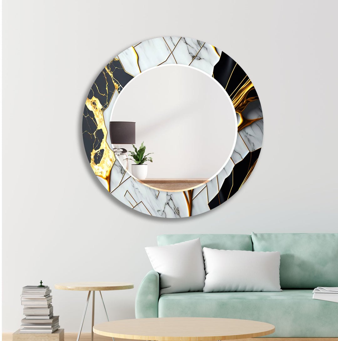 White & Black Gold Wall Mirror black frame mirror
