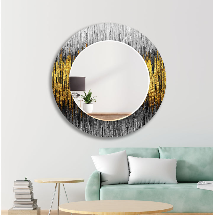 Grey Golden Details Wall Mirrors mirror with frame
