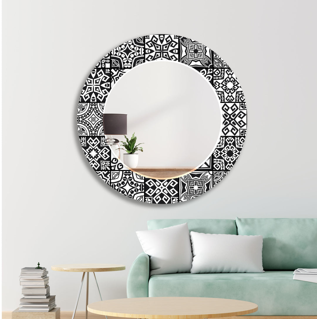 Black White Vintage Mosaic Wall Mirror led mirrors
