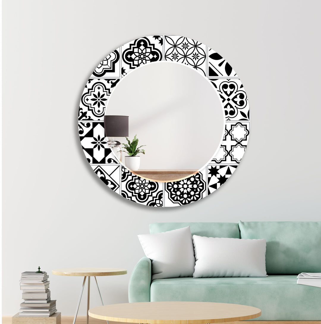 Black White Mosaic Wall Mirror