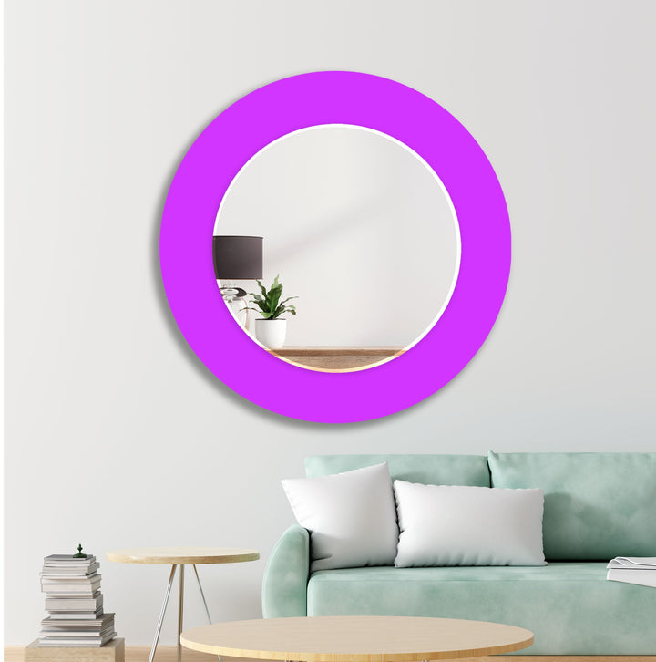 Shiny Purple Round Wall Mirror gold floor mirror
