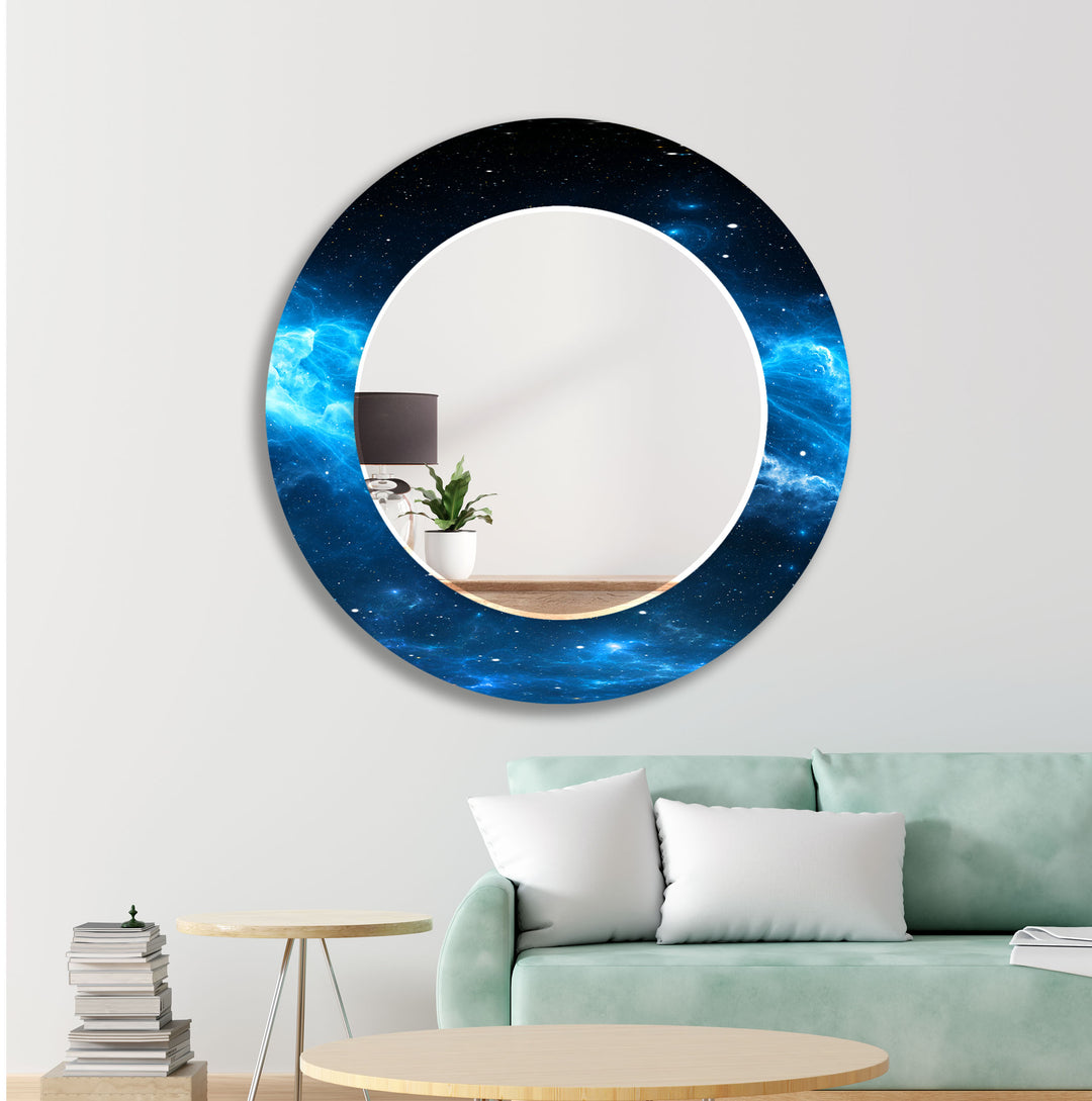 Blue & Black Abstract Wall Mirror Blue Wall Mirror
