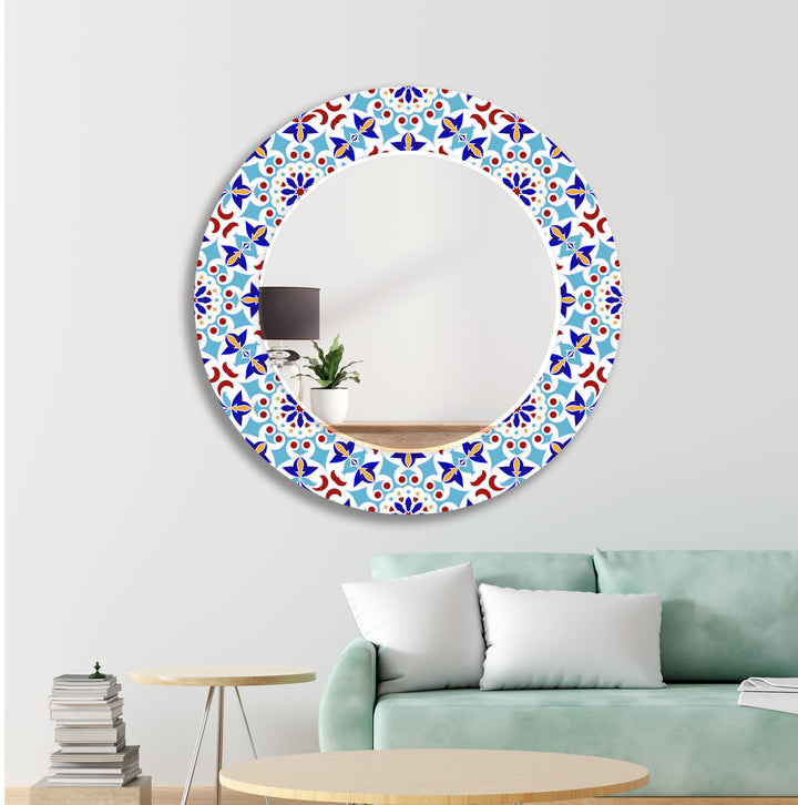 Colored Mosaic Design Wall Mirror Wood Mirror
