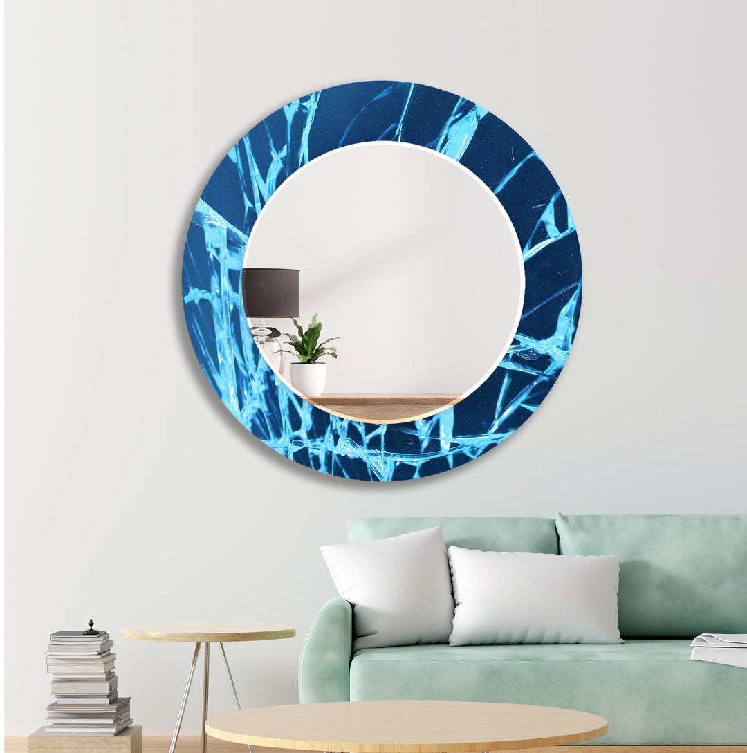 Blue Fragmented Abstract Wall Mirror mirror wall art
