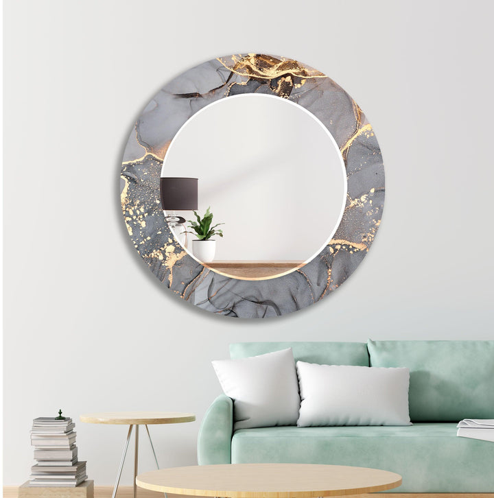 Gray Golden Details Wall Mirrors Blue Mirror
