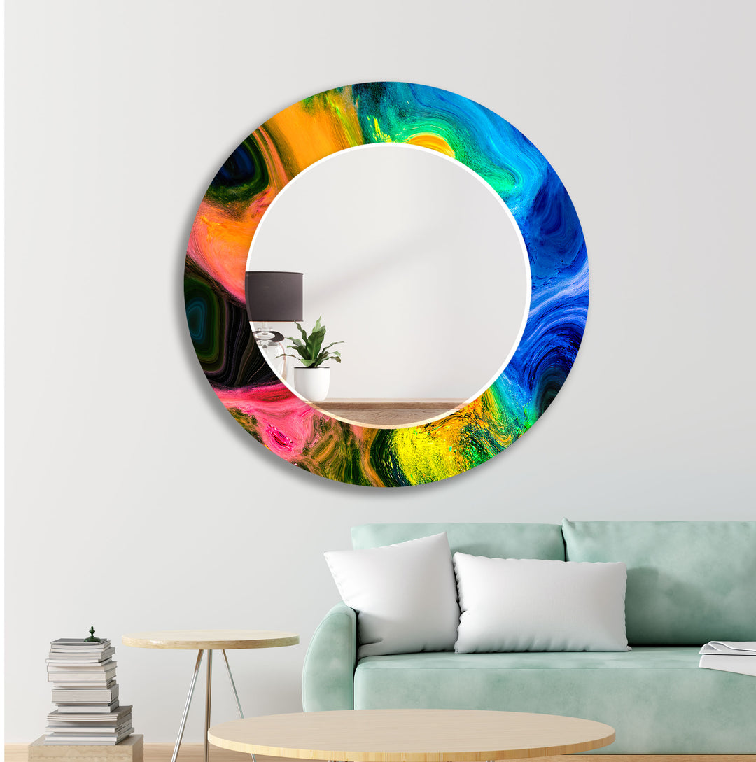 Blue & Orange Abstract Wall Mirror wall decorative mirror
