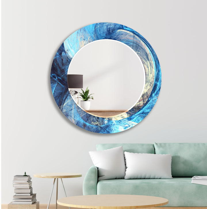 Light Blue Abstract Wall Mirrors Large Mirror
