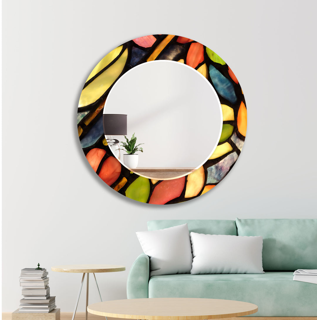 Green & Orange Leaves Wall Mirror oversized wall mirrors
