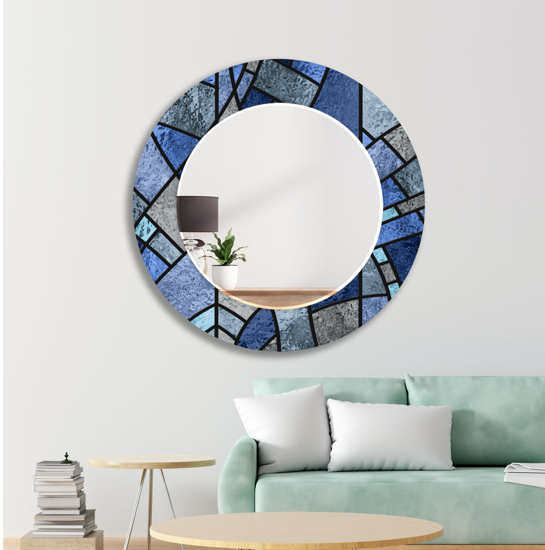 Blue Stained Wall MirrorsEntryway Mirror
