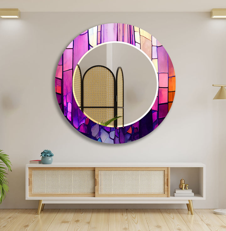 Stained Purple Wall Mirrors Huge Mirror
