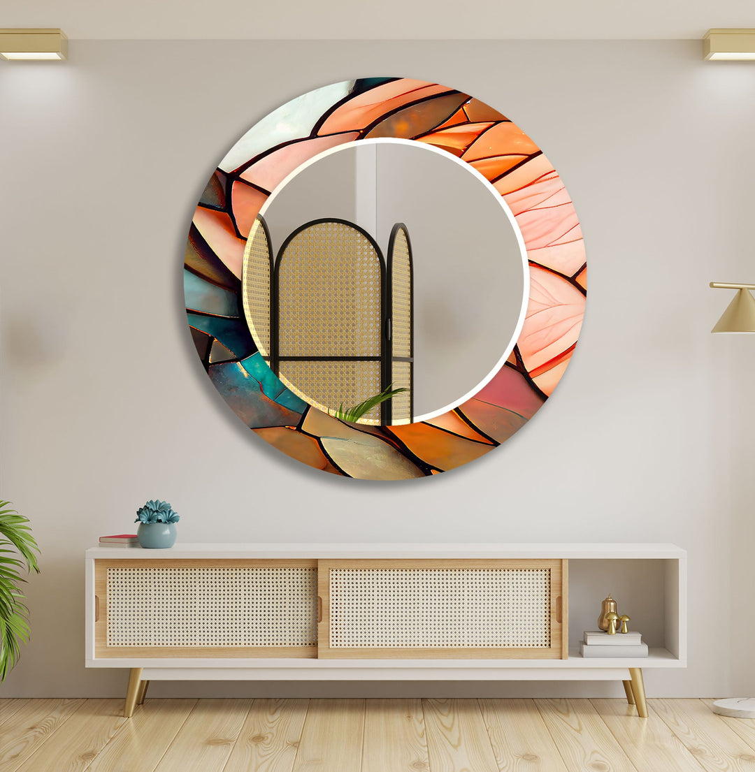 Pastel Colors Stained Wall Mirror Huge Mirror
