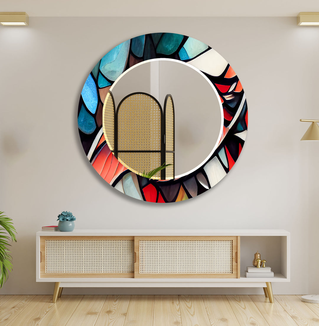 Stained Blue and Red Wall Mirror huge wall mirror
