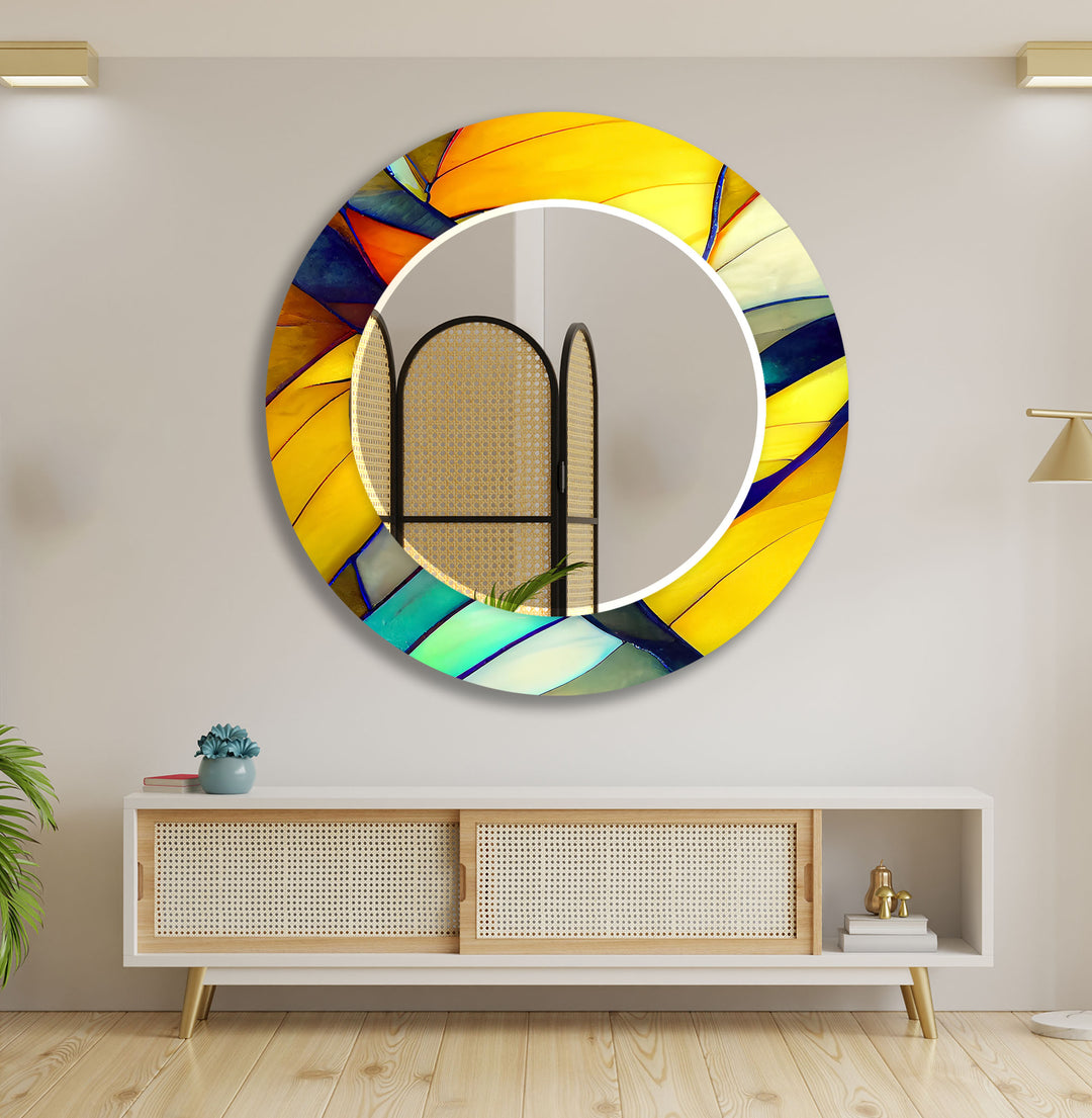 Stained Yellow Wall Mirror Large Wall Mirror
