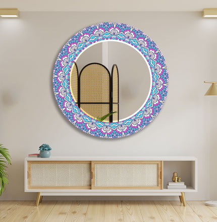 Mandala Round Tempered Glass Wall Mirror