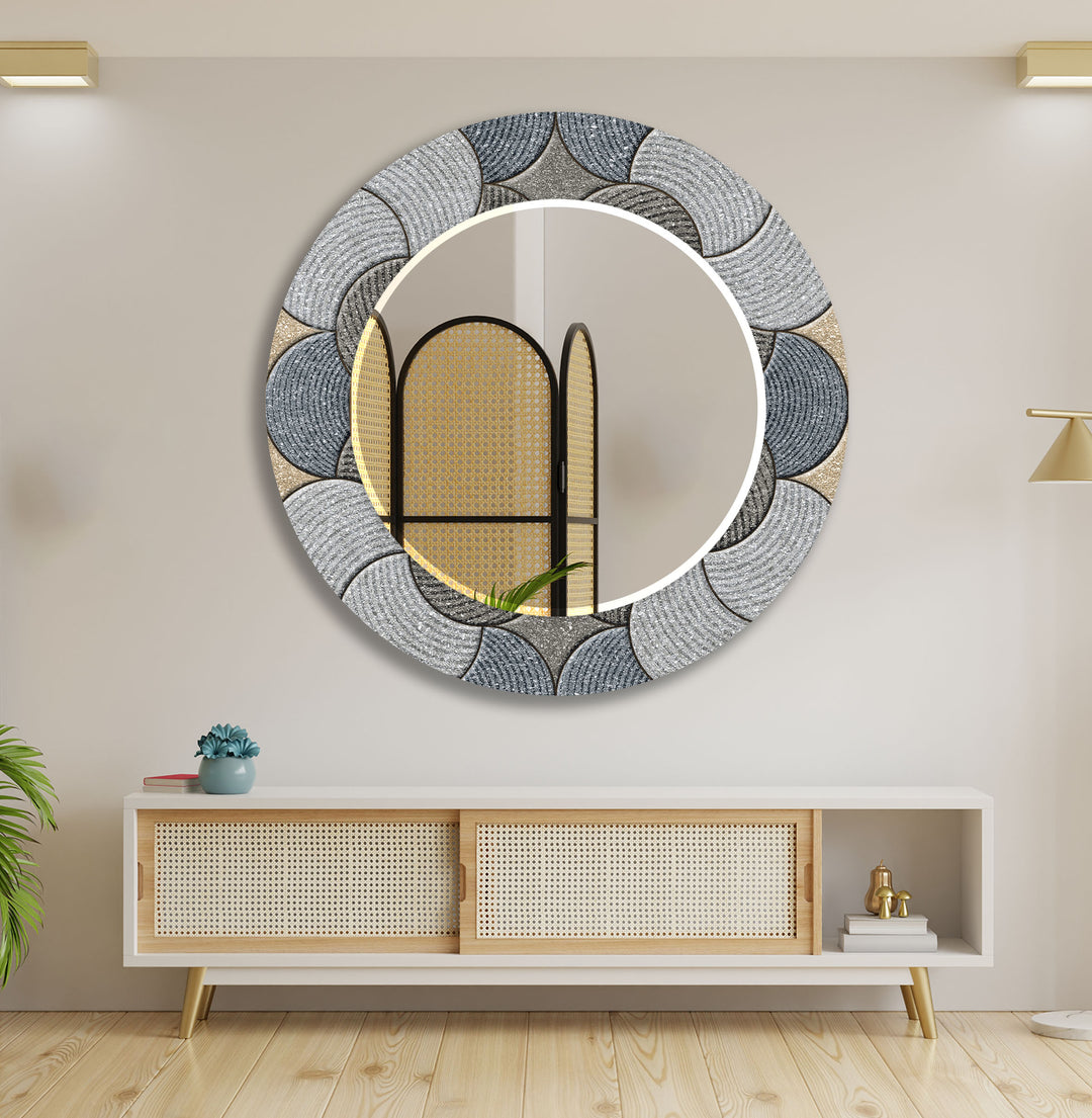 Grey Circles Details Wall Mirror Modern Wall Mirror
