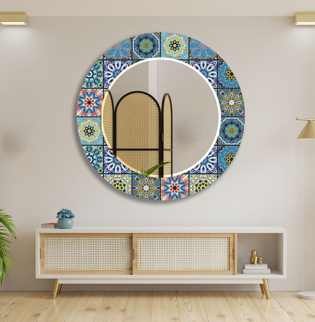 Mosaic Blue Design Wall Mirrors living room mirror
