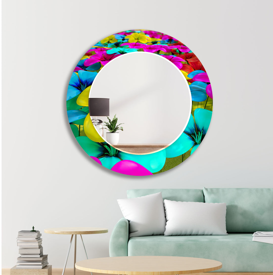 Colored Neon Flowers Wall Mirror Huge Mirror
