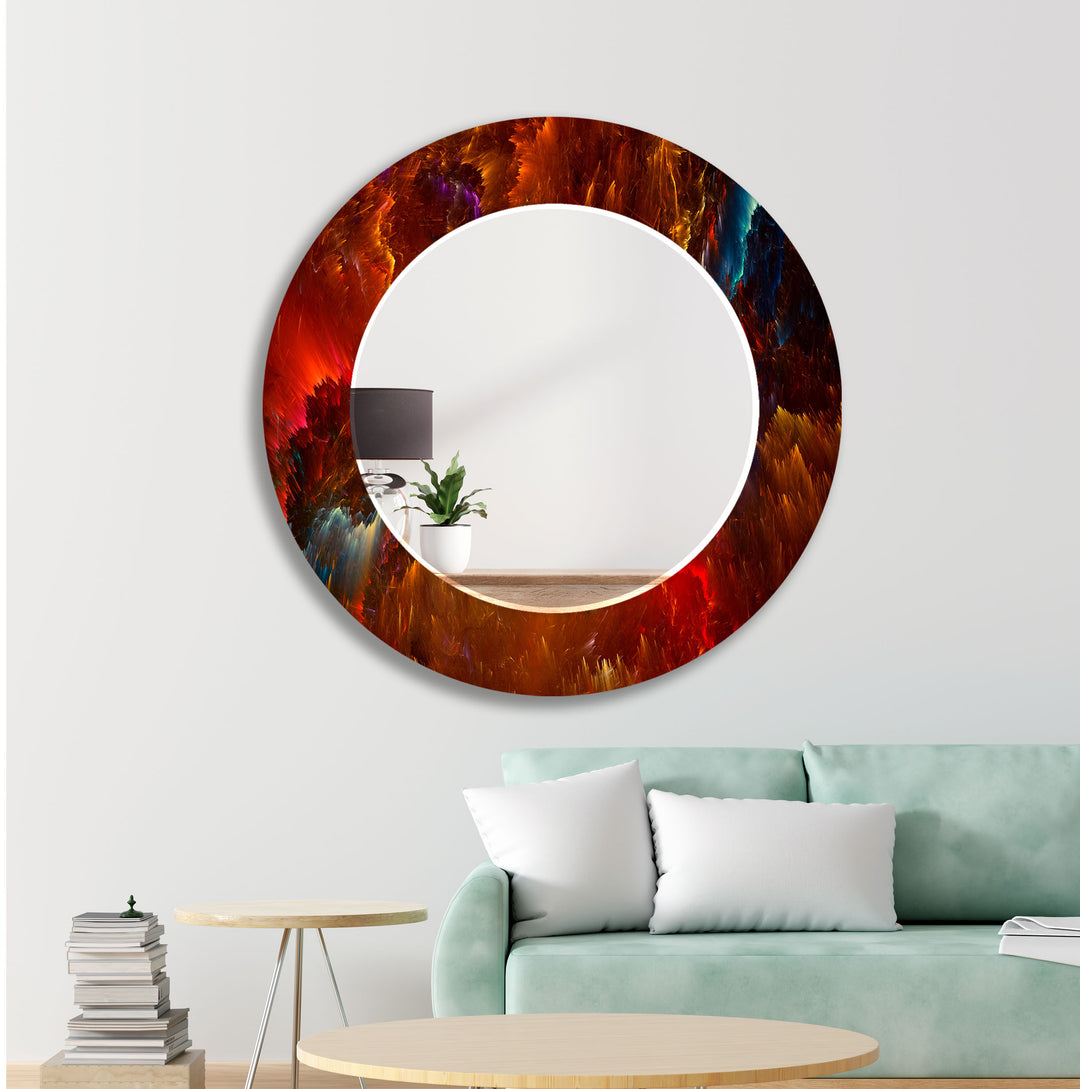 Red & Black Abstract Wall Mirror mirror with frame