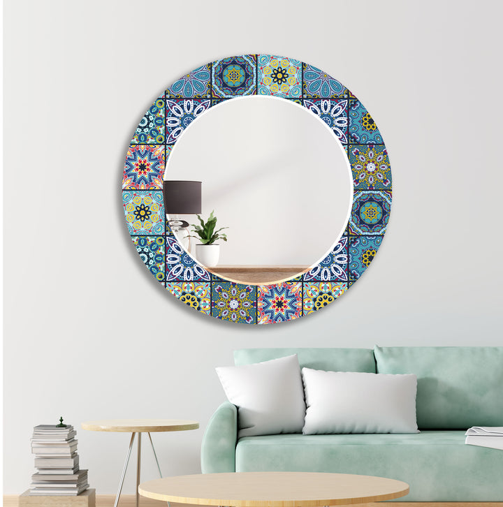 Mosaic Blue Design Wall Mirrors unique mirrors
