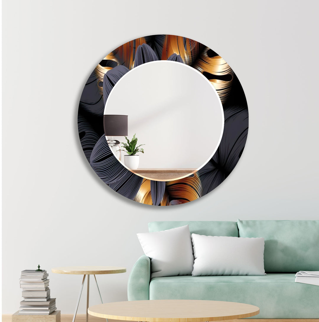 Brown & Grey Leaves Abstract Wall Mirror Large Mirror
