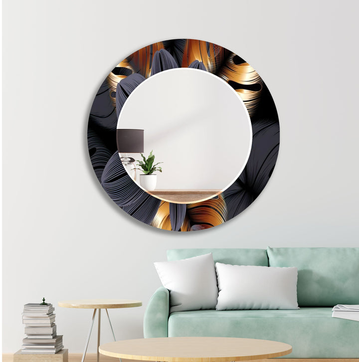 Brown & Grey Leaves Abstract Wall Mirror Large Mirror
