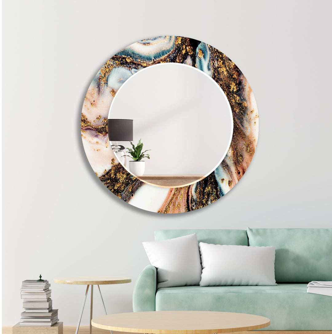 Brown Golden Abstract Wall Mirror Rectangle Mirror
