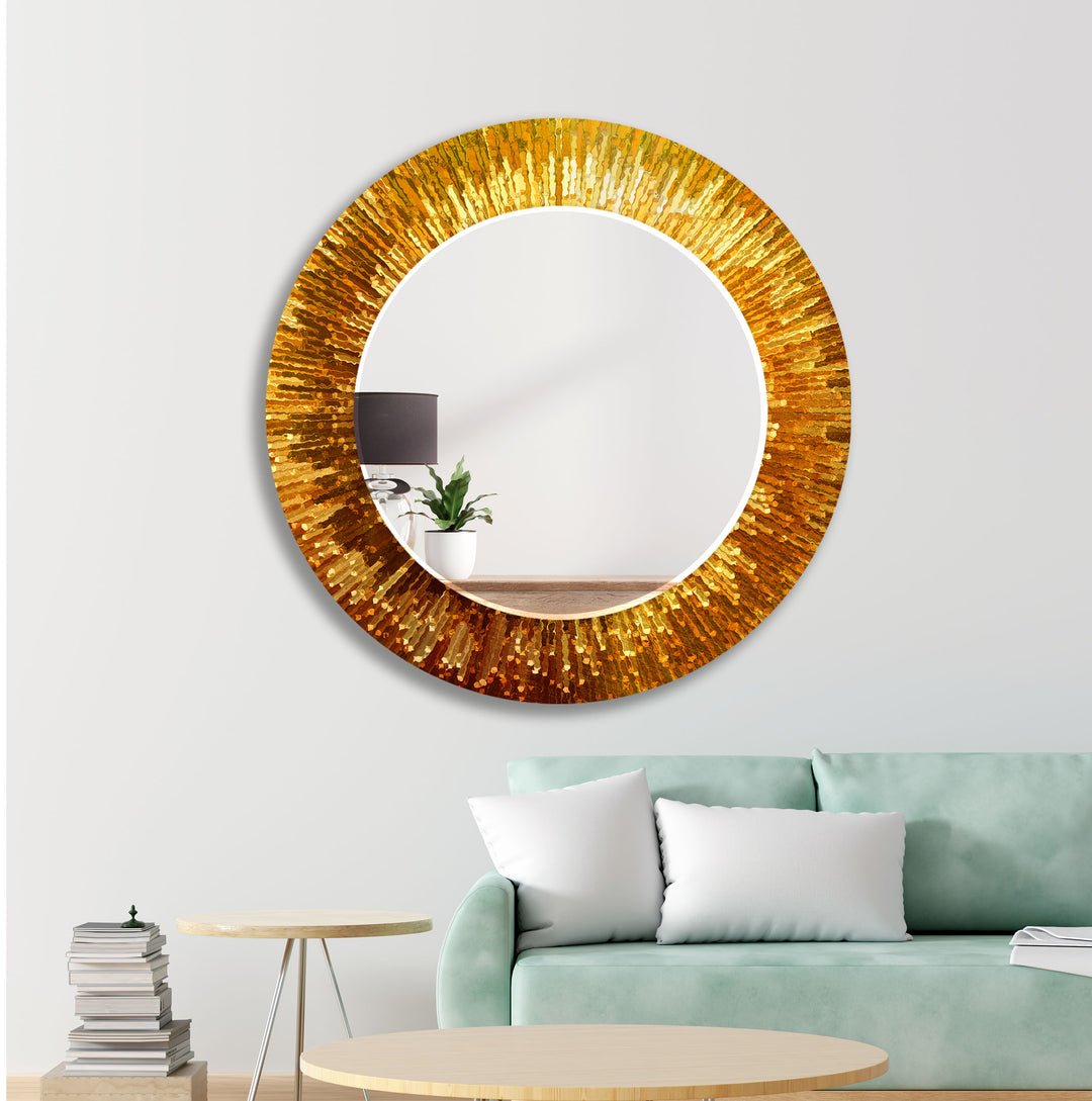 Bright Gold Abstract Wall Mirror Bathroom Wall Mirror
