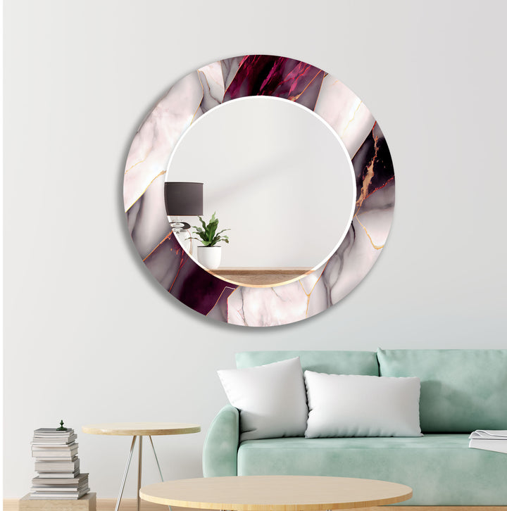 Dark Pink & White Marble Wall Mirror oversized mirror
