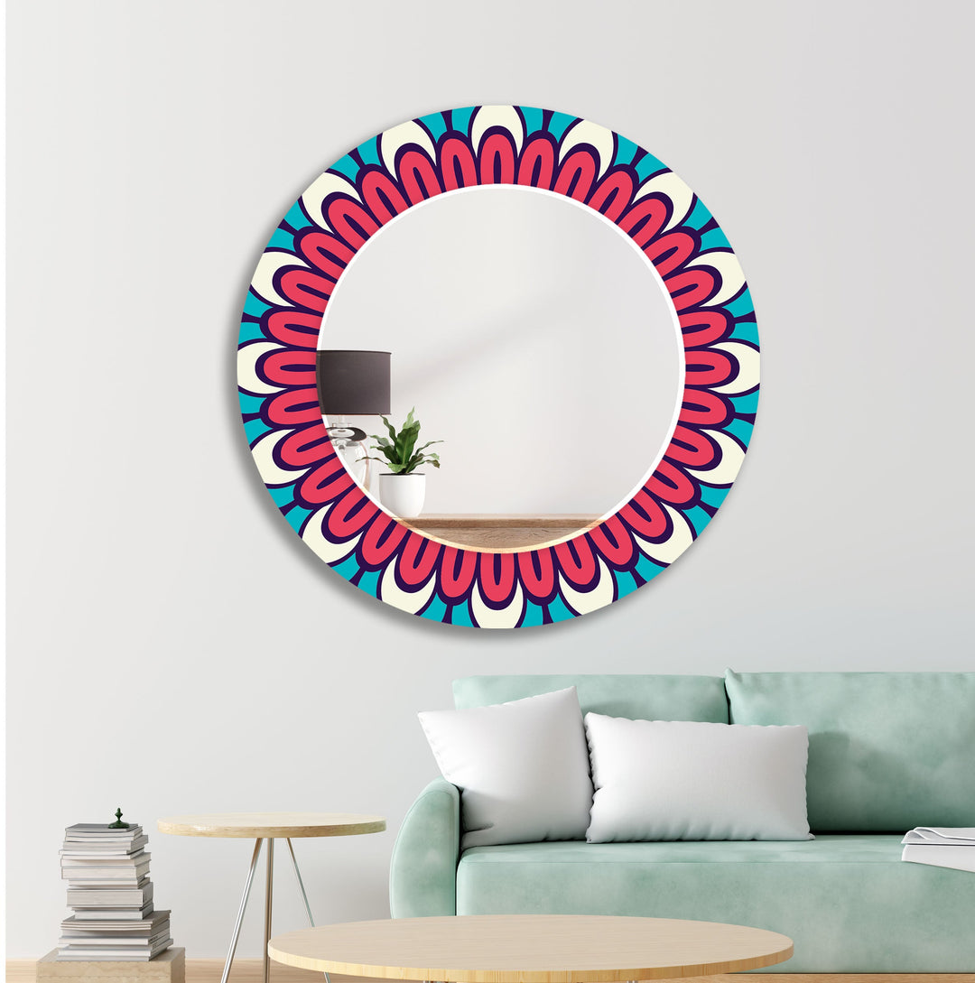 Pink & Blue Mandala Wall Mirror Rectangle Wall Mirror
