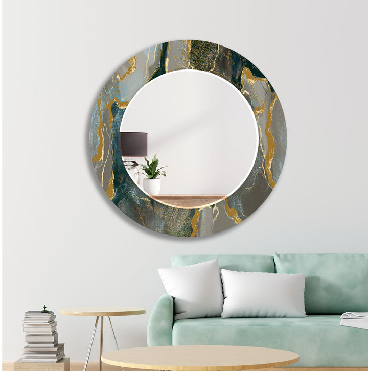 Gold Details Marble Wall Mirror Green Wall Mirror
