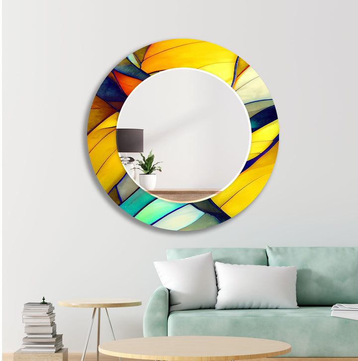 Stained Yellow Wall Mirror Small Mirror
