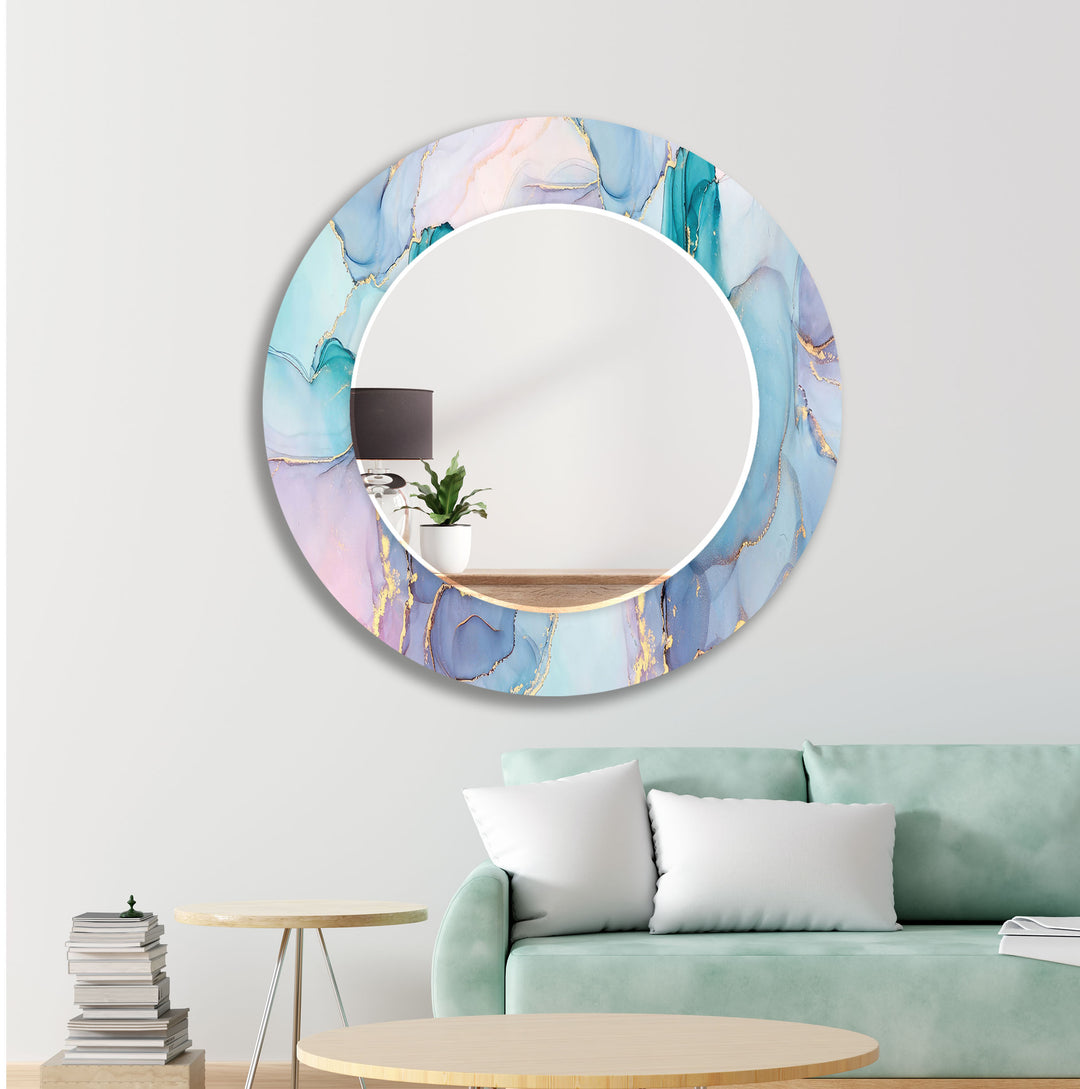 Light Pink & Blue Wall Mirror Green Mirror	
