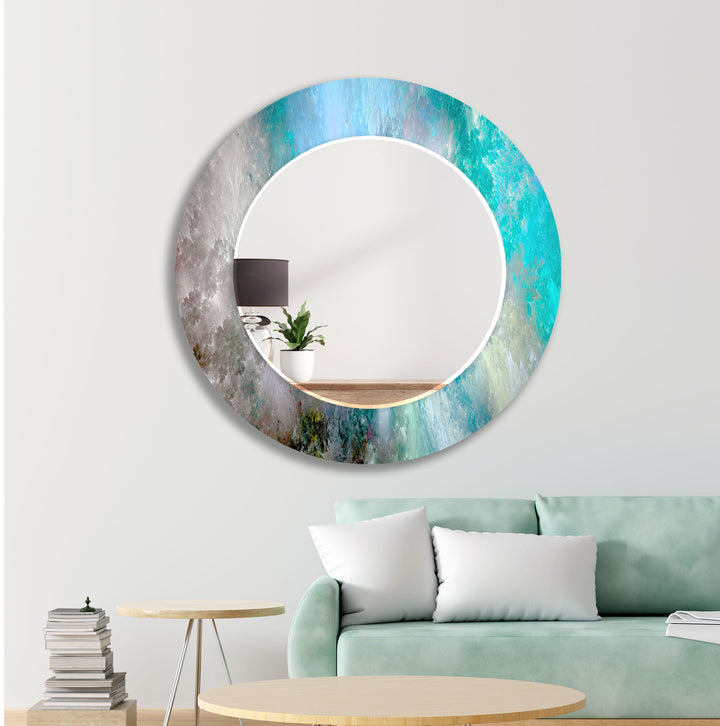 Blue & Gray Clouds Abstract Wall Mirror Abstract Wall Mirror