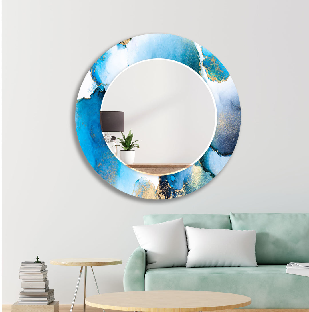 Cyan Abstract Wall Mirror gold frame mirror
