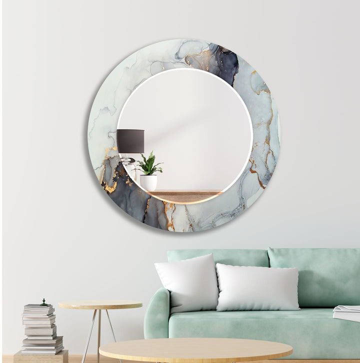 White and Grey Marble Design Wall Mirror Modern Mirror
