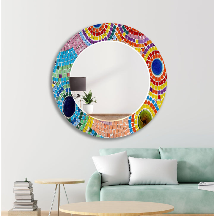 Little Multicolored Mosaic Stones Wall Mirror Large Wall Mirror
