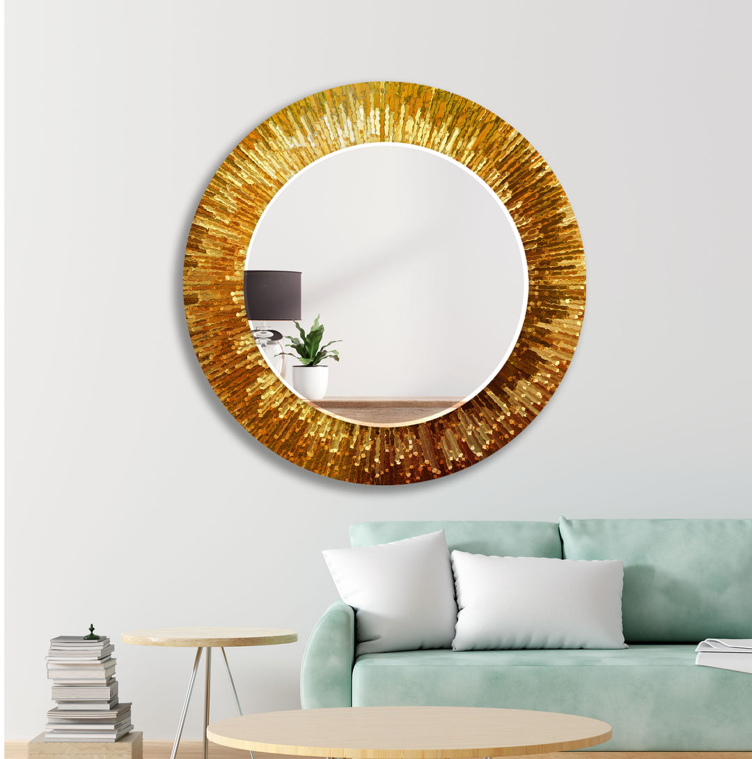 Orange Splash Round Wall Mirror big mirror for living room
