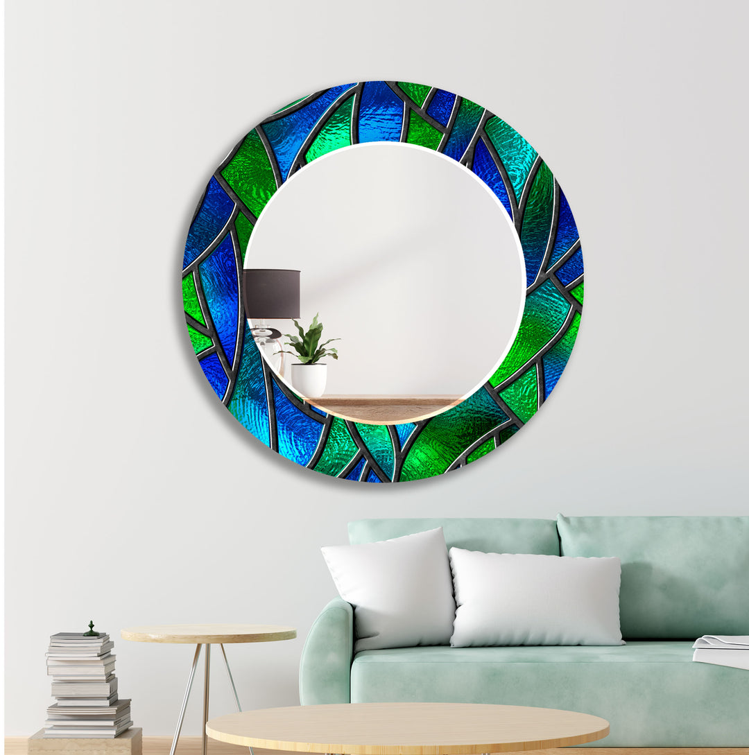 Green and Blue Abstract Wall Mirrors Blue Wall Mirror
