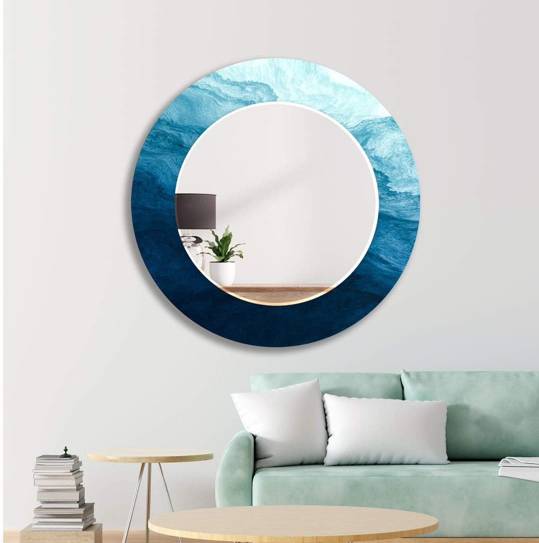 Dark and Light Blue Abstract Wall Mirror