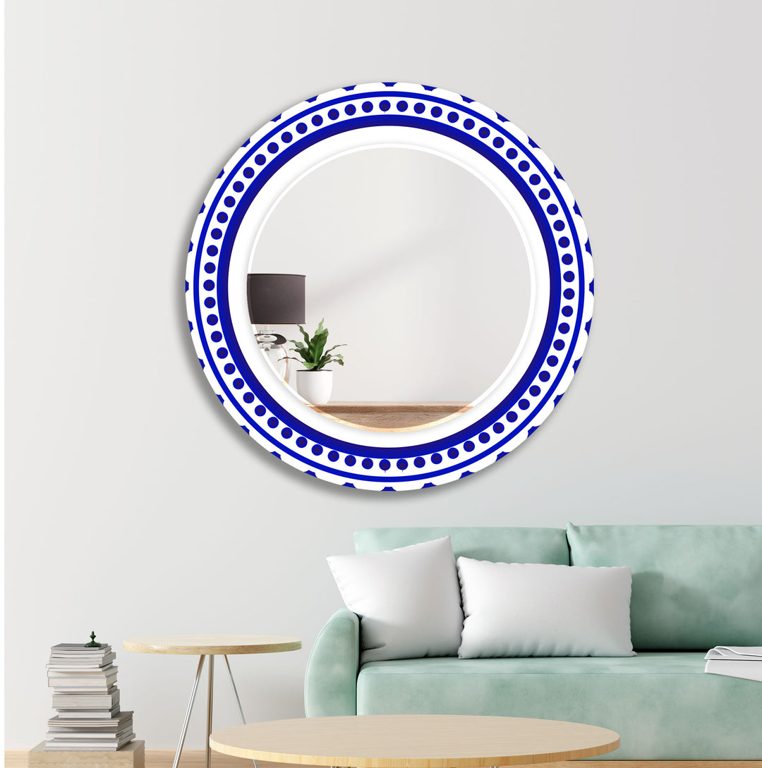 Dark Blue Abstract Wall Mirror Round Mirror
