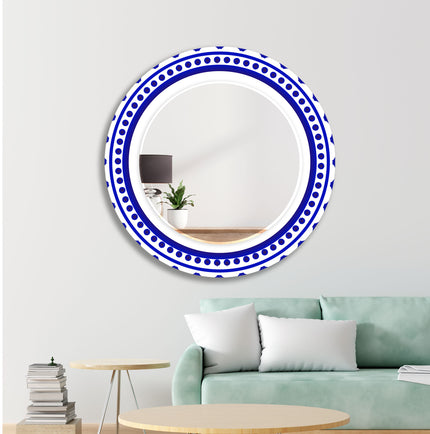 Abstract Round Tempered Glass Wall Mirror