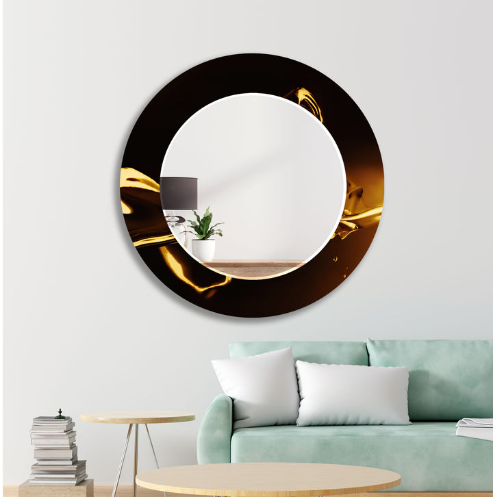 Golden and Black Abstract Wall Mirrors gold floor mirror
