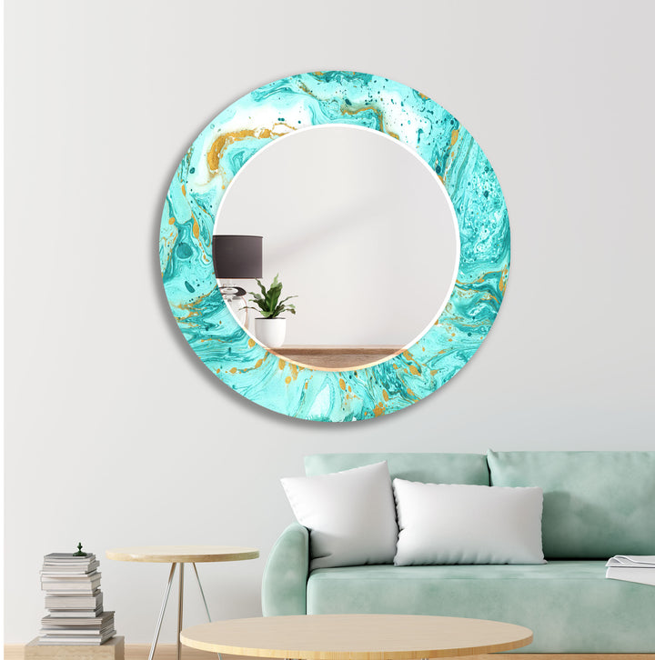 Turquoise & Golden Wall Mirrors mirror with frame
